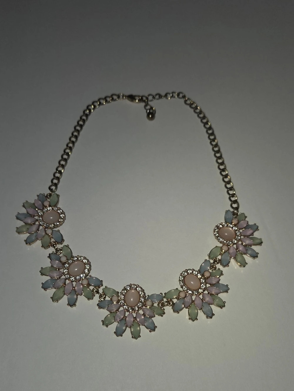 Floral Statement Necklace in Gray & Pink Like New Vintage Rare Find
